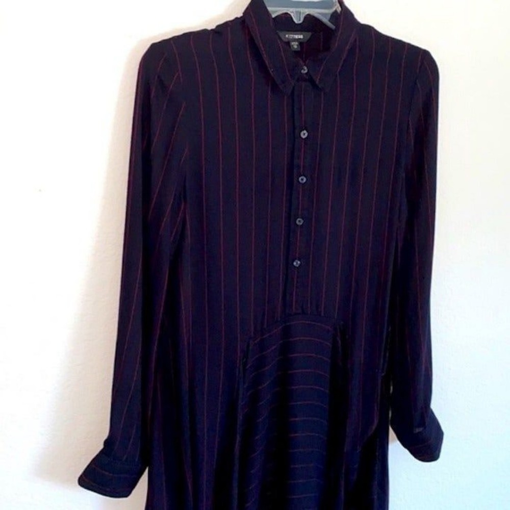 Express Midi Wrap Shirt Striped Long Sle